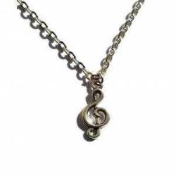 Sol Anahtarı Müzik Sever Kolye Gümüş Renk Ufak Boyutlu Metal Erkek Kadın Zarif Nota Kolye