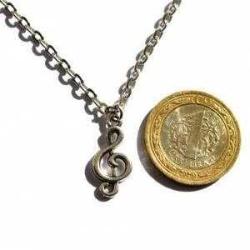 Sol Anahtarı Müzik Sever Kolye Gümüş Renk Ufak Boyutlu Metal Erkek Kadın Zarif Nota Kolye