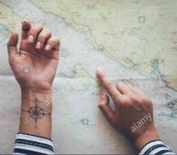 Geçici Dövme Pusula Yön Yıldız El Kol Dövmesi Tattoo