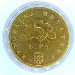 5 Lipa HIRVATİSTAN / HRVATSKA 2013-15 Arası Orjinal Hırvat Para sı Hırvatistan Cumhuriyeti