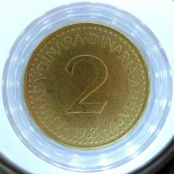 2 Yugoslavya Dinarı 1982-83 Arası Orjinal Para Sosyalist Federal Cumhuriyeti
