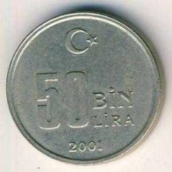 2001 - 2005 Arası Çok Temiz 50.000 Lira Saklama Kapsülünde Bakır Nikel Madeni Para 50Bin Türk Lirası