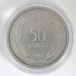 1971 -1989 Arasında Çok Çok Temiz 50 Kuruş Kapsül İçinde Madeni Para Türkiye Acmotial-52 Metal Sikke