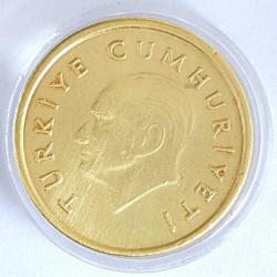 1988 - 1995 Arasında Çok Temiz 50 Lira Saklama Kapsüllü Pirinç Madeni Para Türk Lirası Metal Sikke