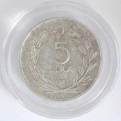 1981 - 1990 Arasında Temiz 5 Lira Saklama Kapsülünde Madeni Para Türk Lirası Alüminyum Metal Sikke