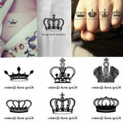 Antika - Geçici Dövme King Queen Crown Kral Tacı Taç Su Geçirmez Geçici Ufak Vücut Dövmesi Bay Bayan Tattoo - kitantik - kitaLog