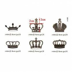 Geçici Dövme King Queen Crown Kral Tacı Taç Su Geçirmez Geçici Ufak Vücut Dövmesi Bay Bayan Tattoo