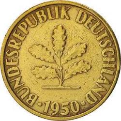 10 Pfennig Almanya 1950 - 87 Arası Orjinal Para DEUTSCHELAND Germany Fenik Sarı Bronz Madeni Parası