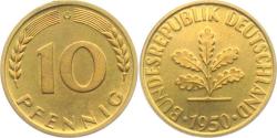 10 Pfennig Almanya 1950 - 87 Arası Orjinal Para DEUTSCHELAND Germany Fenik Sarı Bronz Madeni Parası
