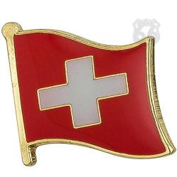 Swiss İsviçre Bayrağı İğneli Ufak Yaka Rozeti Şık Tasarım Altın Renk Zeminli Bay Bayan Parlak Rozet