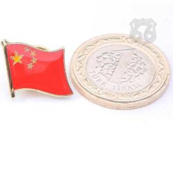 Beş Yıldızlı Çin Komünist Bayrağı İğneli Ufak Yaka Rozeti China Komünizm Yıldız Altın Kırmızı Rozet