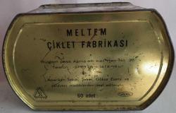 ÇOK ESKİ MELTEM ÇİKLETLERİ BOŞ TENEKE KUTU 16X10 CM DERİNLİK KAPAK DAHİL 9 CM