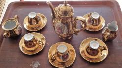 Antika - 16 PARÇA JAPON ROMANTİK RESİMLİ ÇAYDANLIK ŞEKERLİK SÜTLÜK 6 KAHVE FİNCAN VE TABAKLARI - kitantik - kitaLog