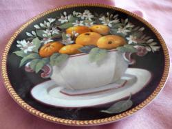 ARKASI DAMGALI VAZODA ÇİÇEKLİ MEYVELER RESİMLİ PORSELEN COLECCION BEATRIZ TABAK ÇAP 20 CM