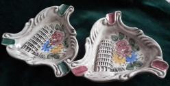 2 ADET KÜLLÜK İTALYAN ÇİÇEKLİ KABARTMA PİSA KULESİ FORMLU 11X10 cm ÇOK ZARİF