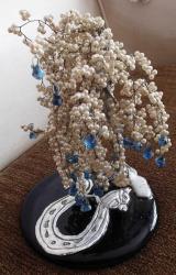 NAZAR AĞACI CAM BONCUKLU AT NALI KABARTMA RESİMLİ AĞAÇ FORMLU NAZARLIK BİBLO BOY 19 cm