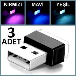 OMENİV'DEN 3 ADET USB LED LAMBA GECE LAMBASI LAPTOP OTOMOBİL NOTEBOOK ŞARJ ALETİ POWERBANK FENER TEK
