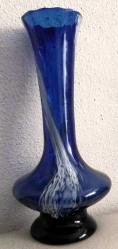 MURANO TARZI VAZO EL YAPIMI ESKİ CAM KOBALT MAVİ ALMAN VAZO BOY 29.5 CM