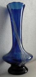MURANO TARZI VAZO EL YAPIMI ESKİ CAM KOBALT MAVİ ALMAN VAZO BOY 29.5 CM