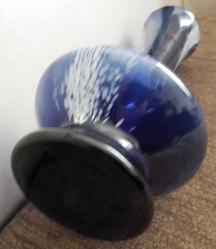 MURANO TARZI VAZO EL YAPIMI ESKİ CAM KOBALT MAVİ ALMAN VAZO BOY 29.5 CM