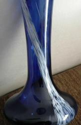 MURANO TARZI VAZO EL YAPIMI ESKİ CAM KOBALT MAVİ ALMAN VAZO BOY 29.5 CM