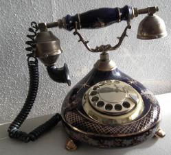 Antika - KOBALT MAVİ PORSELEN KUŞLU ÇEVİRMELİ TELEFON - kitantik - kitaLog