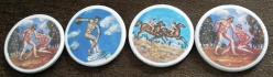 MİTOLOJİK TARİHİ FİGÜRLÜ 4 ADET SERAMİK BARDAK ALTLIĞI ÇAP 9 CM