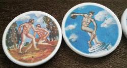 MİTOLOJİK TARİHİ FİGÜRLÜ 4 ADET SERAMİK BARDAK ALTLIĞI ÇAP 9 CM