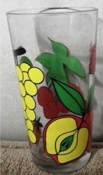 1 ADET ÜZÜM KİRAZ ÇİLEK ELMA FİGÜRLÜ CAM BARDAK ÇAP 6 CM BOY 12 CM