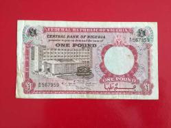 Nijerya 1 Pound 1967 Banknot Çok Temiz Kondisyon