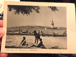 Kadıköy Salacak Plajı ve Kız Kulesi Eski Kartpostal