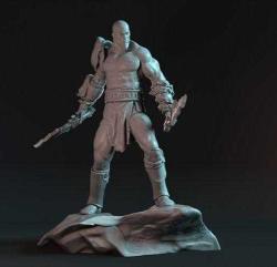 Kratos 3D Baskı Karakter Figür 20 Cm GRİ ESKİTME RENK