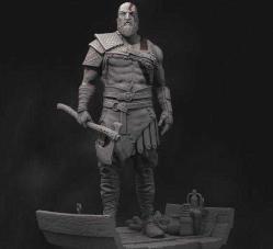Kratos 3D Baskı Karakter Figür 20 Cm GRİ ESKİTME RENK