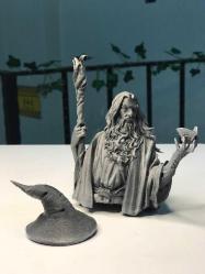 Gandalf Büstü Yüzüklerin Efendisi 3D Baskı Karakter Figür 12 Cm GRİ ESKİTME RENK