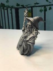 Gandalf Büstü Yüzüklerin Efendisi 3D Baskı Karakter Figür 12 Cm GRİ ESKİTME RENK