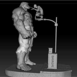 HULK ve Spider Man -MARVEL 3D Baskı Karakter Figür 25 Cm GRİ ESKİTME RENK