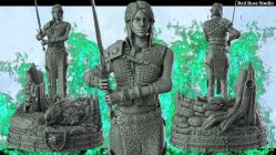 The Witcher Ciri Netflix 3D Baskı Karakter Figür 25 Cm GRİ ESKİTME RENK