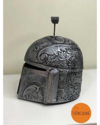 Mandolarian Star Wars Kask Orjinal Boyut 3D Baskı Karakter Figür ( GRİ ESKİTME RENK)