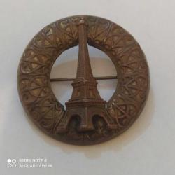 BR4-----BRONZ METAL ANTİKA PARİS EYFEL KULESİ BROŞ