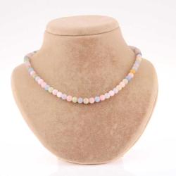 Akuamarin - Morganit Doğal Taşı Kolye - 6 mm  51 cm
