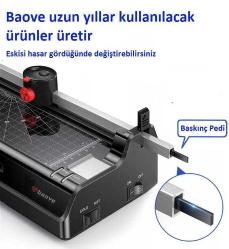 Baove OCW280 A4 Laminasyon Makinesi ve Kağıt Kesme Makinesi + 10 Pvc Film