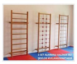 İsveç Tırmanma Duvarı - Jimnastik Egzersiz Merdiveni - Örgülü Halat Merdiven