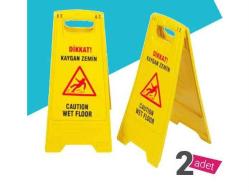 Kaygan Zemin Levhası - Dikkat Uyarı Levhası 2 Adet - TÜM YAPI MARKET ÜRÜNLRİ STOKTA
