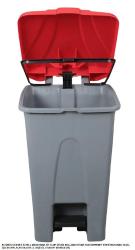Safell Plastik Köşeli Pedallı Çöp Kovası 70 Lt - Tekerlekli - Pedallı Çöp Konteyneri - Gri