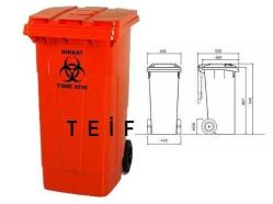Safell Plastik Tıbbi Atık Çöp Konteyneri 240 lt A+ Kalite Isıya Dayanıklı Tıbbi Atık Kovası -Kırmızı