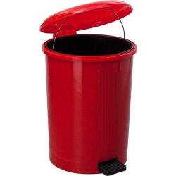Hafea Plastik Pedallı Çöp kovası 30 litre - Kapaklı Çöp Kovası - Kırmızı Renk - Isıya Dayanıklı