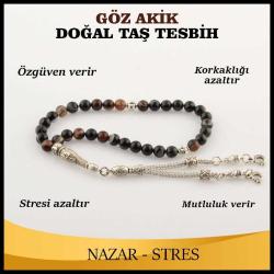 Göz Akik Doğal Taş Tesbih 6 mm, T190
