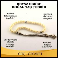 Beyaz Sedef Doğal Taş Tesbih 6 mm, T188