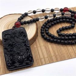 El oyma savaşçı motifli kabartmalı Doğal Obsidyen Taşı Bay/Bayan Kolye.Koruyucu bir taştır.Kötü enerjiyi uzaklaştırır.