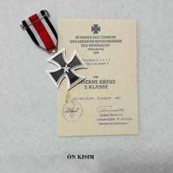 Almanya 1939 Sertifikalı İkinci Dünya Savaşı 2.Derece Demirhaç Madalya Propaganda kart hediyeli